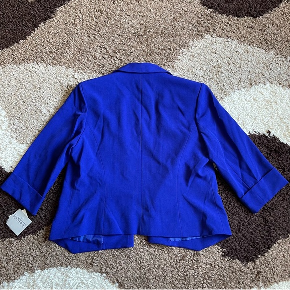 KASPER Open-Front Soft Blazer with Cuffed Sleeves Sz 14 In Royal Blue NWT - Picture 4 of 6